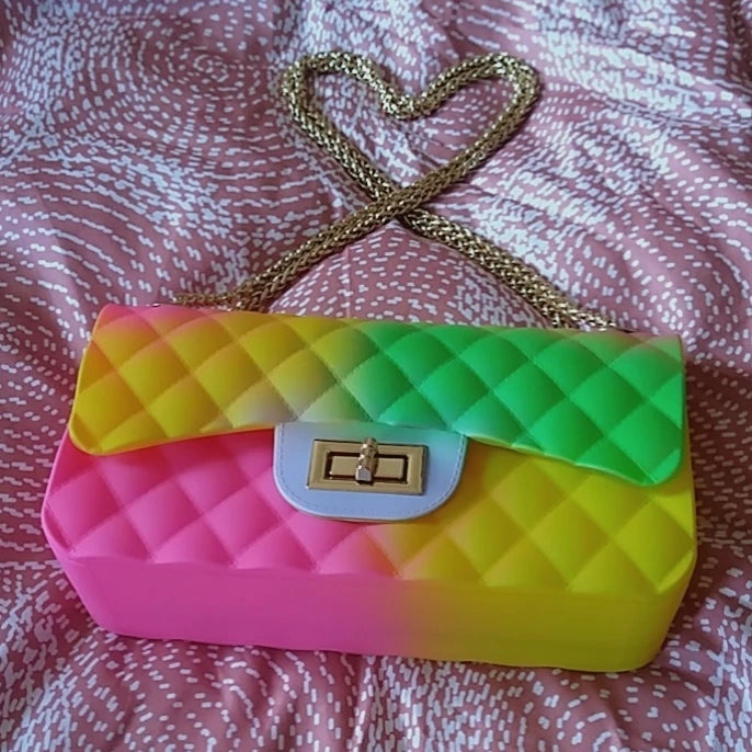 CANDY Style Chevron Embossed Rainbow Jelly Shoulder Bag Rainbow Color NWT |  eBay